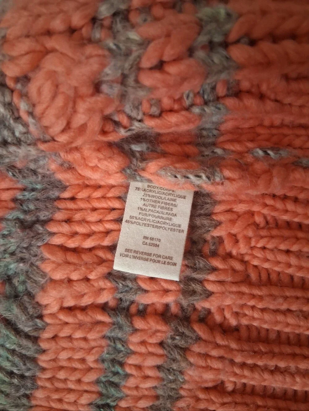 Free People Coral Knit Cardigan with Cream Faux-Fur Trim